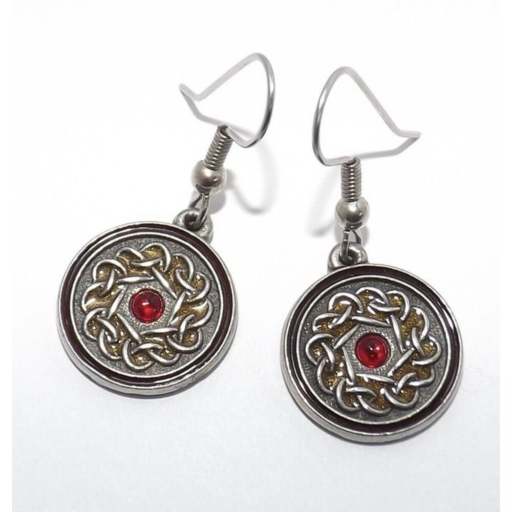 Celtic Knot Silver tone Enamel Dangle Earrings